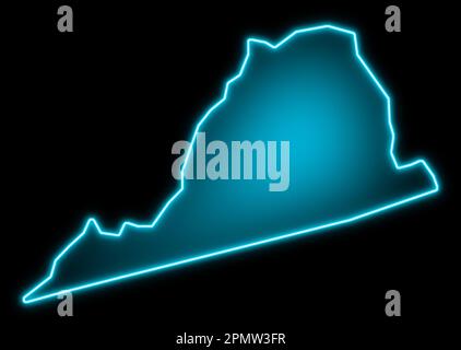 virginia map blue glow futuristic Stock Photo