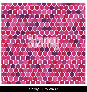 Hexagon shapes in pink purple and Viva Magenta with white border and background Stock Vector