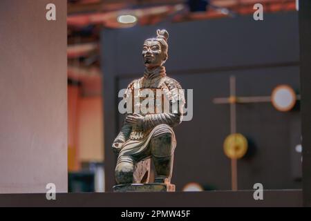 Kiev, Ukraine - February 5, 2022: Figurine of an ancient Chinese warrior in the interior of the room. Stock Photo