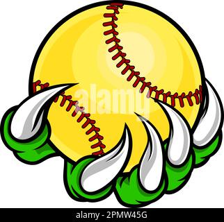 Claw Monster Talons Hand Holding Softball Ball Stock Vector