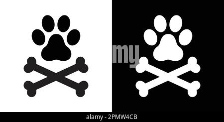 Dog paw dog bone cross bone pirate vector illustration icon logo Stock Vector