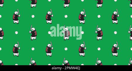 Bear seamless pattern vector polar bear teddy baseball wallpaper isolated background Stock Vector