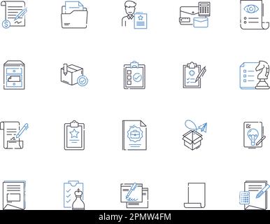 Folders and files outline icons collection. Folders, Files, Organize, Directory, Sort, Backup, Delete vector and illustration concept set. Search Stock Vector