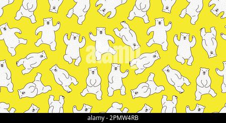 Bear seamless pattern vector polar bear isolated teddy dance wallpaper background Stock Vector