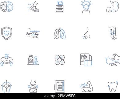 Health outline icons collection. wellness, healthcare, nutrition, diet, exercise, lifestyle, medicine vector and illustration concept set. fitness Stock Vector