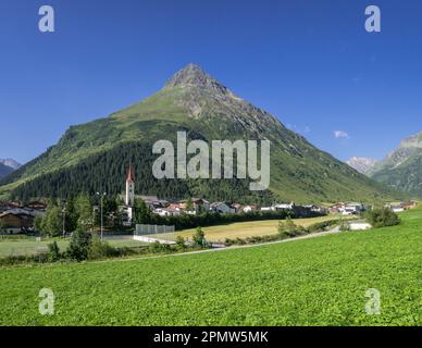 View of Galtür village in summer, Paznaun Valley, Tyrol, Austria Stock Photo