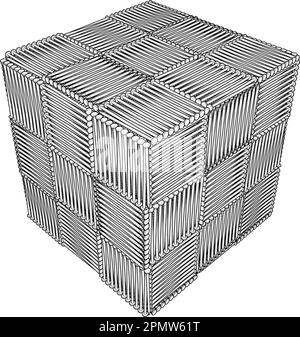 Box Cube Of Nails Vector. Illustration Isolated On White Background. A Vector Illustration Of Nails Cube. Stock Vector