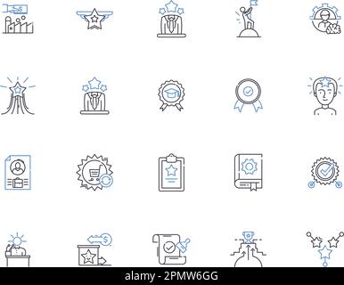 Awards outline icons collection. Awards, accolades, honors, prizes, recognitions, accolades, laurels vector and illustration concept set. rewards Stock Vector