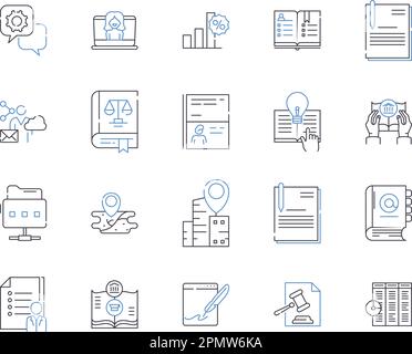 Educational tools outline icons collection. School, Teacher, Learning, Books, Classroom, pencils, iPads vector and illustration concept set. Computers Stock Vector