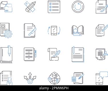 online learning outline icons collection. E-learning, virtual, tutorials, digital, courses, education, webinars vector and illustration concept set Stock Vector