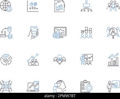 System design outline icons collection. System, Design, Architecture, Modeling, Algorithm, Coding, Simulation vector and illustration concept set Stock Vector