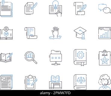 distance learning outline icons collection. Distance, Learning, Online, Education, Virtual, Course, Program vector and illustration concept set. Class Stock Vector