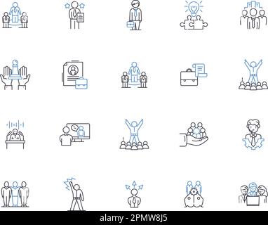 Politics outline icons collection. Politics, Political, Politician, Legislature, Vote, Election, Democracy vector and illustration concept set Stock Vector