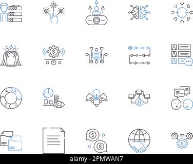 Partnership relation outline icons collection. Alliance, Cooperation ...