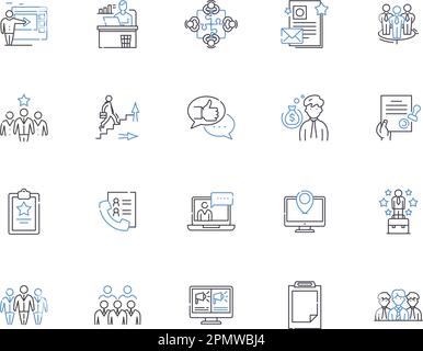 Digital Agency outline icons collection. Digital, Agency, Marketing, Design, Web, Branding, Strategy vector and illustration concept set. Services Stock Vector