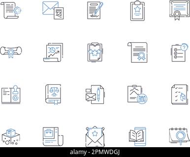 Certification outline icons collection. Certificate, Accreditation ...