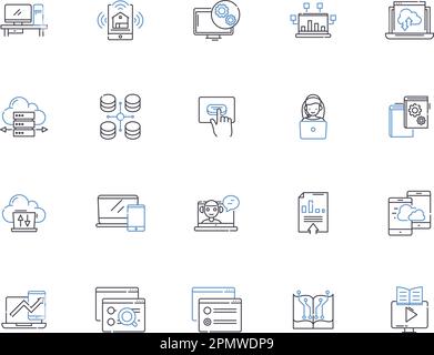 Digital outline icons collection. Technology, Computing, Electronics, Network, Digitalization, Innovation, Online vector and illustration concept set Stock Vector
