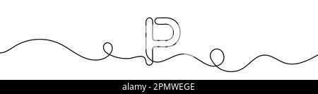 Parking sign in continuous line drawing style. Line art of parking symbol. Vector illustration. Abstract background Stock Vector
