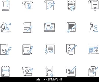 Certification outline icons collection. Certificate, Accreditation ...