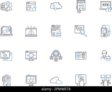 Digital outline icons collection. Technology, Computing, Electronics, Network, Digitalization, Innovation, Online vector and illustration concept set Stock Vector