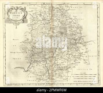 Warwickshire. 'WARWICK SHIRE' by ROBERT MORDEN from Camden's Britannia 1695 map Stock Photo