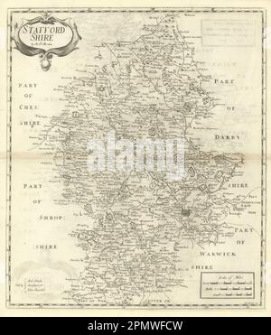 Staffordshire. 'STAFFORD SHIRE' by ROBERT MORDEN. Camden's Britannia 1695 map Stock Photo