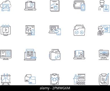 Presentation and demonstration line icons collection. Showcase, Pitch ...