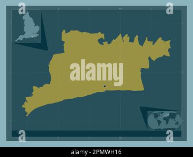 Arun, non metropolitan district of England - Great Britain. Solid color shape. Corner auxiliary location maps Stock Photo