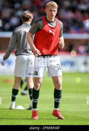 Saxon Earley #24 of Plymouth Argyle on the ball during the Sky Bet
