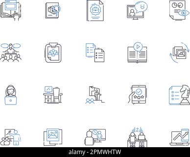 Introduction line icons collection. Overview, Initiation, Prelude ...