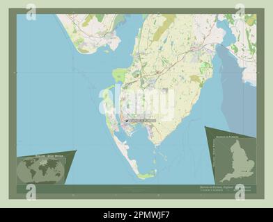 Barrow-in-Furness, non metropolitan district of England - Great Britain. Open Street Map. Locations and names of major cities of the region. Corner au Stock Photo