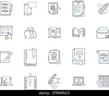 distance learning outline icons collection. Distance, Learning, Online, Education, Virtual, Course, Program vector and illustration concept set. Class Stock Vector
