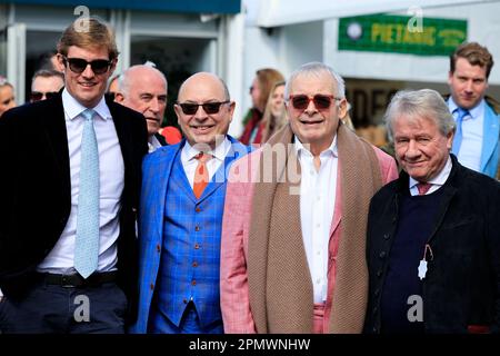 Liverpool, UK. 15th Apr, 2023. Christopher Biggins and friends attend The Randox Grand National festival 2023 Grand National Day at Aintree Racecourse, Liverpool, United Kingdom, 15th April 2023 (Photo by Conor Molloy/News Images) in Liverpool, United Kingdom on 4/15/2023. (Photo by Conor Molloy/News Images/Sipa USA) Credit: Sipa USA/Alamy Live News Stock Photo