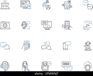 Telecommucation outline icons collection. Telecommunication ...