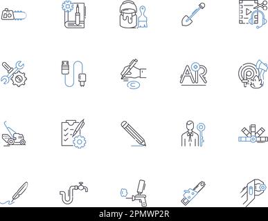 Engineering technologies outline icons collection. Technologies ...