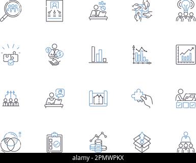 System design outline icons collection. System, Design, Architecture, Modeling, Algorithm, Coding, Simulation vector and illustration concept set Stock Vector