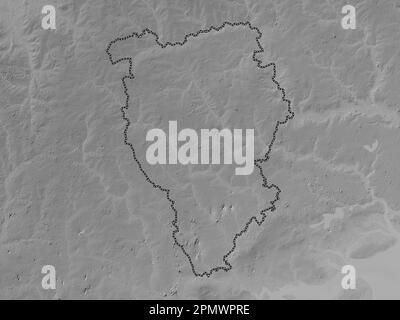 Braintree, non metropolitan district of England - Great Britain. Grayscale elevation map with lakes and rivers Stock Photo