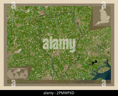 Braintree, non metropolitan district of England - Great Britain. High resolution satellite map. Corner auxiliary location maps Stock Photo