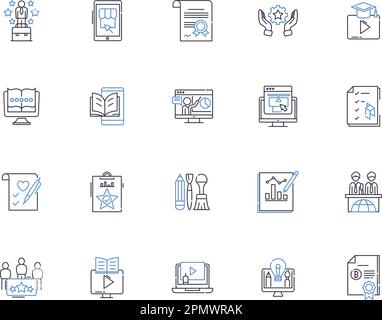 Branding outline icons collection. Branding, Identity, Image, Logo, Awareness, Recognition, Reputation vector and illustration concept set. Promotion Stock Vector
