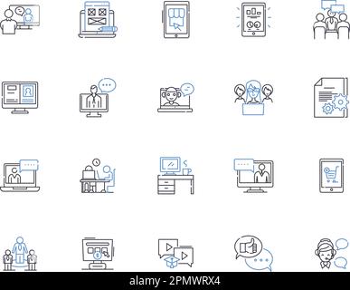 Social media outline icons collection. Social, Media, Networking, Platform, Advertising, Sharing, Digital vector and illustration concept set. Online Stock Vector