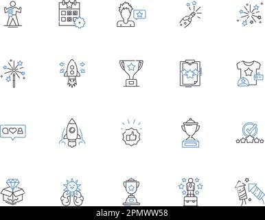 Successful business outline icons collection. Profit, Entrepreneur, Returns, Expansion, Growth, Market, Customers vector and illustration concept set Stock Vector