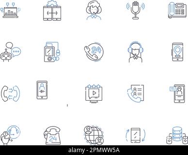 Telecommucation outline icons collection. Telecommunication ...