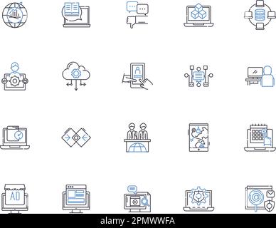 Digital outline icons collection. Technology, Computing, Electronics, Network, Digitalization, Innovation, Online vector and illustration concept set Stock Vector