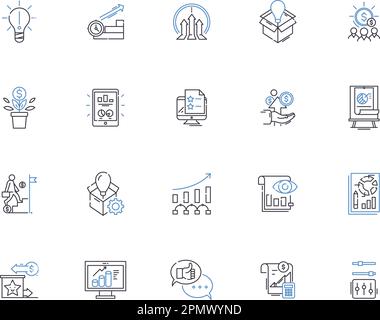 Efficiency outline icons collection. Efficient, Economical, Streamlined, Swift, Quick, Speedy, Nimble vector and illustration concept set. Productive Stock Vector