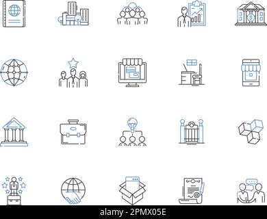Enterprise architecture outline icons collection. Enterprise, Architecture, Systems, Integration, Strategic, IT, Infrastructure vector and Stock Vector