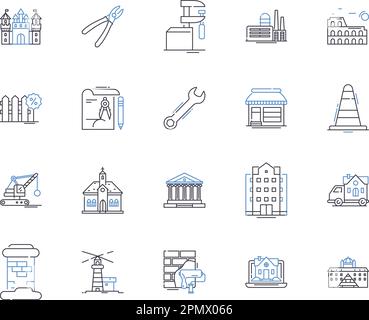 Structures line icons collection. Foundation, Support, Stability ...