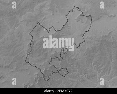 Central Bedfordshire, administrative county of England - Great Britain. Grayscale elevation map with lakes and rivers Stock Photo