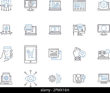 Gadjets and electronics outline icons collection. Gadgets, Electronics, Technology, Devices, Innovations, Smartphones, Computers vector and Stock Vector