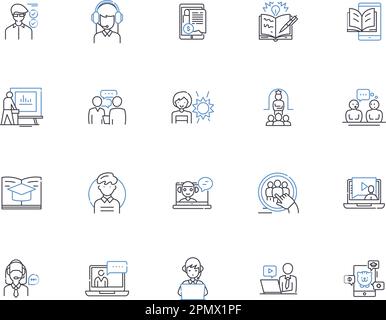 Mentor outline icons collection. mentor, guidance, support, coaching, training, development, leadership vector and illustration concept set Stock Vector