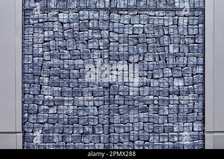 photo showcasing the toughness and durability of Gabion rectangular stones, while also displaying their stylish texture Stock Photo